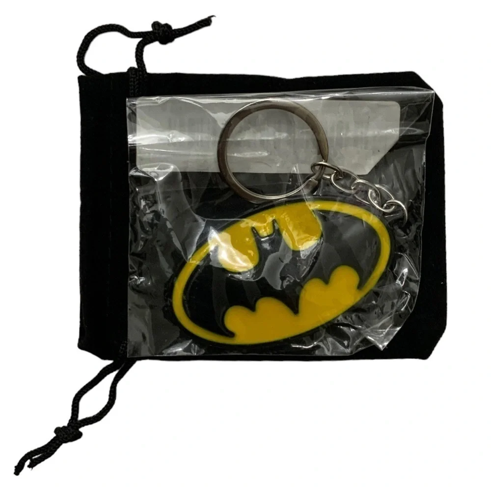 Batman Keychain DC Comics Split Key Ring Glossy Enameled Metal and Gift Pouch